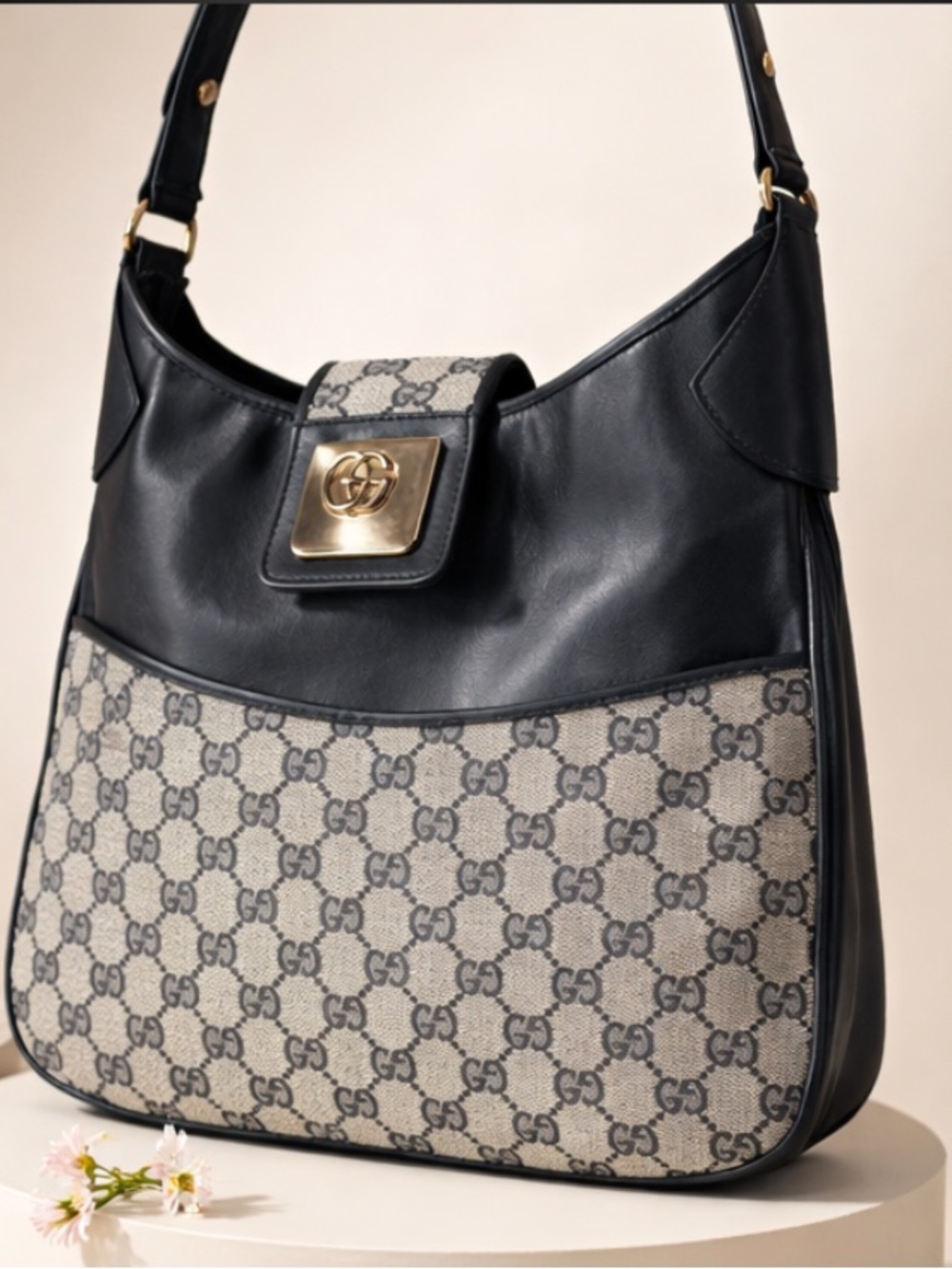 Authentic Gucci Canvas/Leather Shoulder Bag.